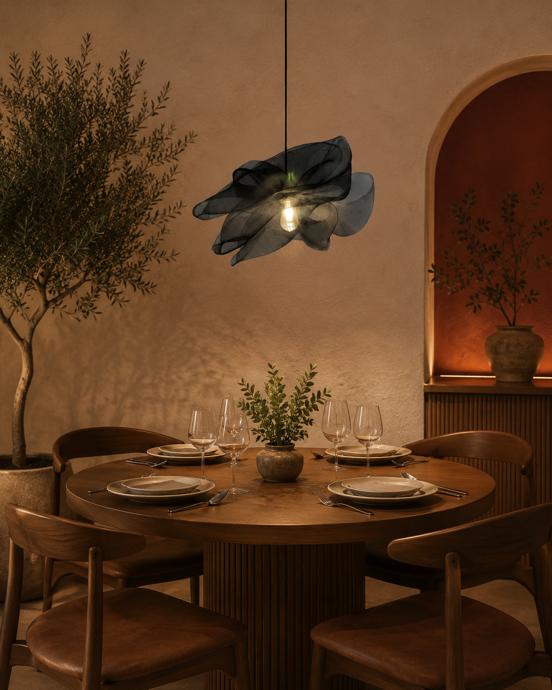 Modern Black Petal Pendant Light