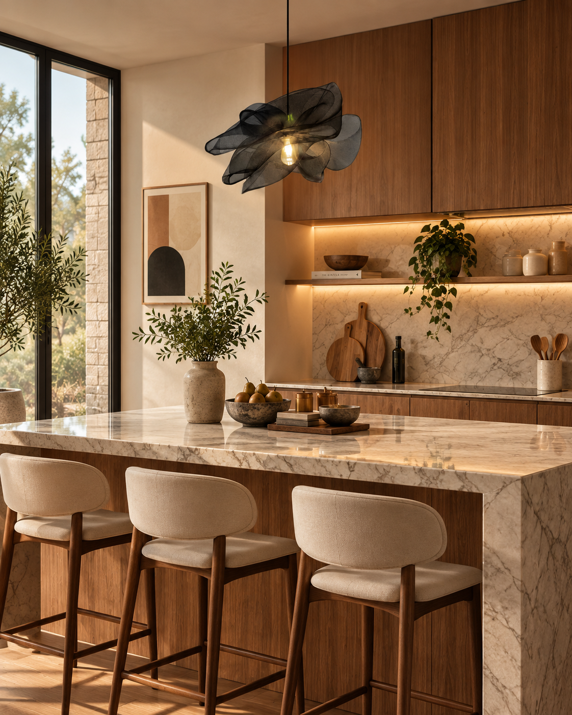 Modern Black Petal Pendant Light