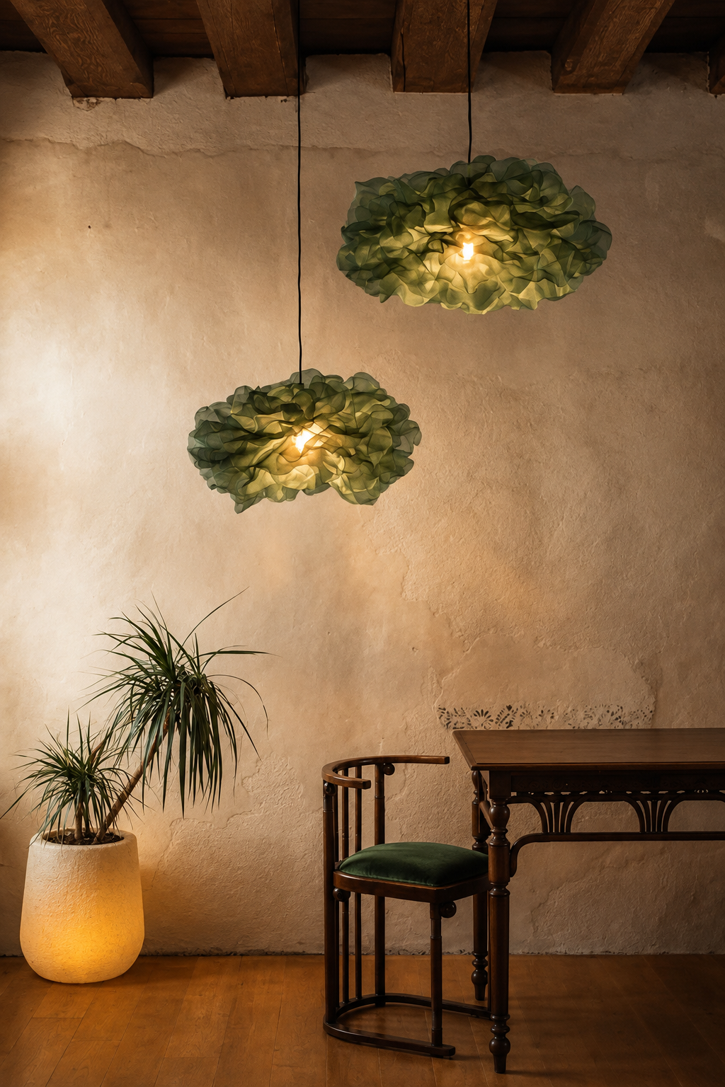 Modern Champagne Floral Pendant Light