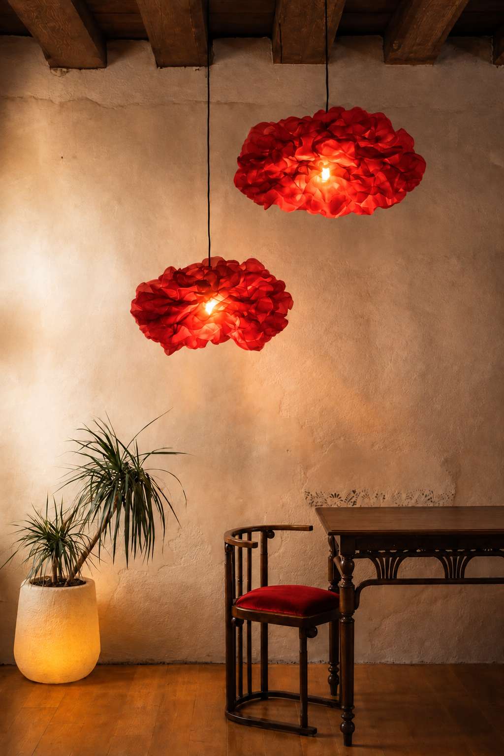 Modern Champagne Floral Pendant Light