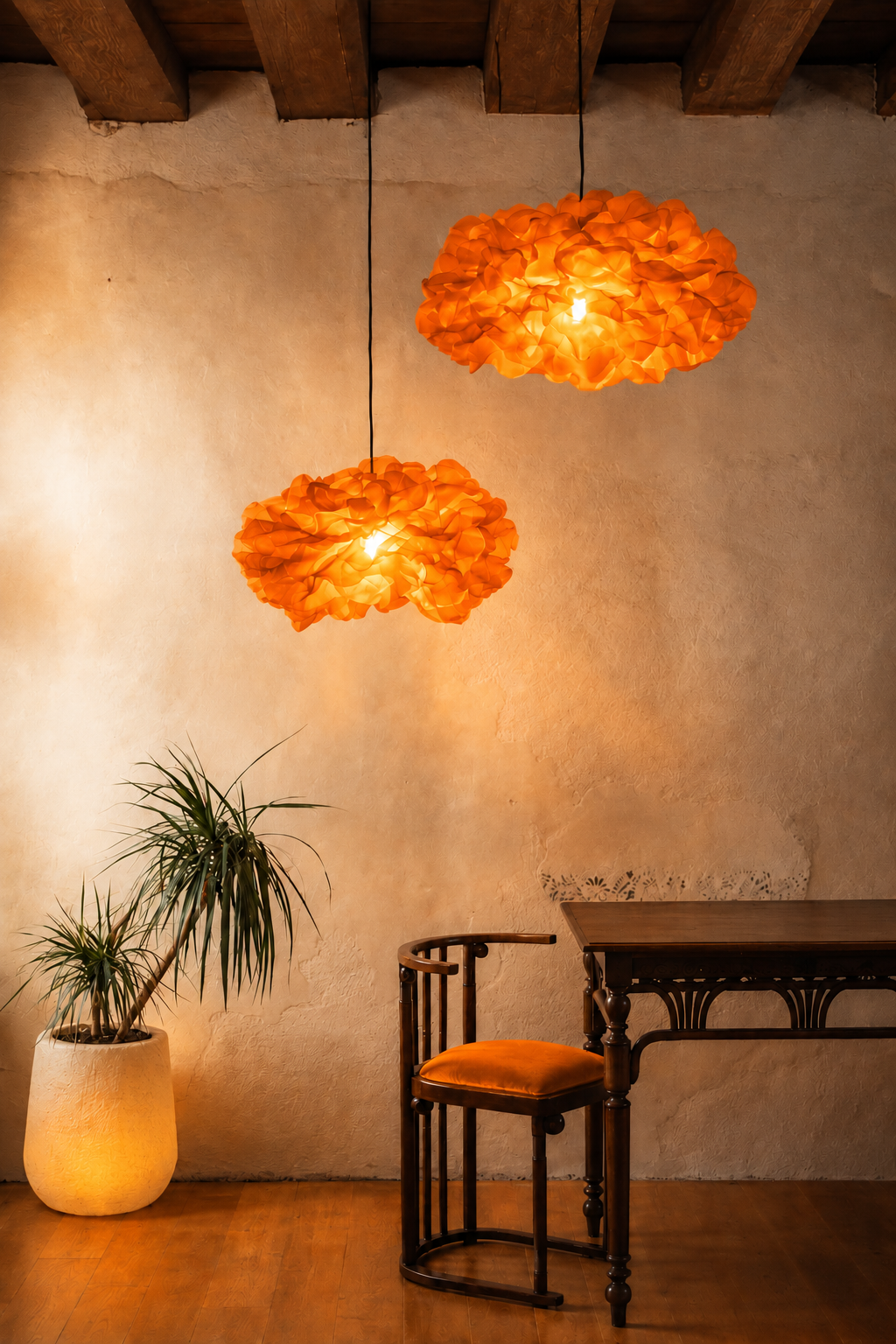 Modern Champagne Floral Pendant Light